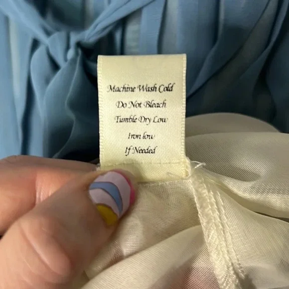 Blu Pepper Pleated Cream, Blue, Coral and Gray Dress - size Small - Picture 12 of 12